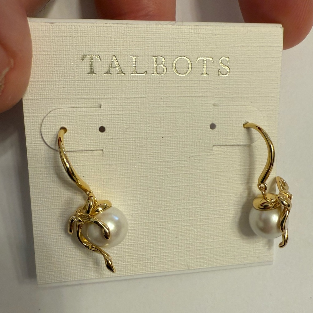 Talbots Gold-Tone Earrings with White Pearls